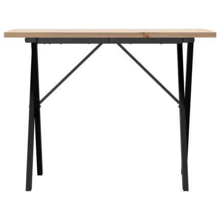 Table à manger Style Industriel cadre en X en bois de pin massif & fonte 100 x 50 x 75.5 cm {attributes}