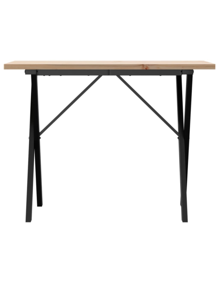 Table à manger Style Industriel cadre en X en bois de pin massif & fonte 100 x 50 x 75.5 cm {attributes}