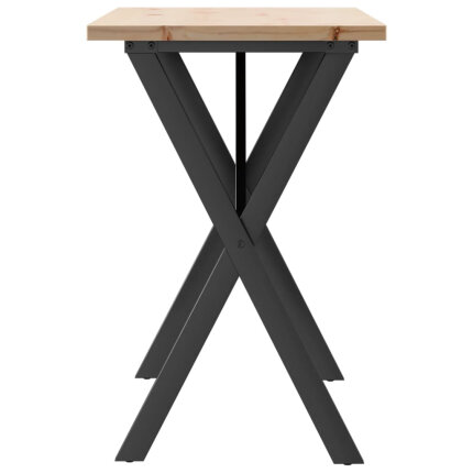 Table à manger Style Industriel cadre en X en bois de pin massif & fonte 100 x 50 x 75.5 cm {attributes}
