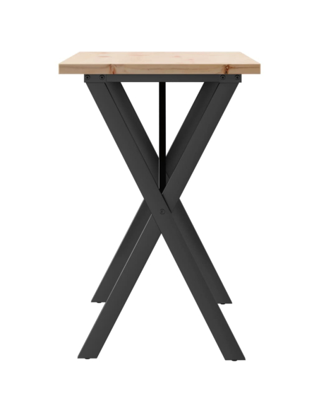 Table à manger Style Industriel cadre en X en bois de pin massif & fonte 100 x 50 x 75.5 cm {attributes}