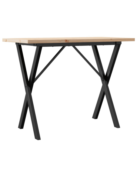 Table à manger Style Industriel cadre en X en bois de pin massif & fonte 100 x 50 x 75.5 cm {attributes}