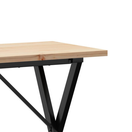 Table à manger Style Industriel cadre en X en bois de pin massif & fonte 100 x 50 x 75.5 cm {attributes}