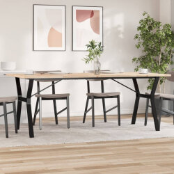 Table à manger Style Industriel cadre en Y en bois de pin massif & fonte 200 x 100 x 75.5 cm {attributes} 2