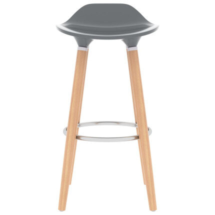 Chaise de bar en lot de 2 en plastique, bois de hêtre massif, métal Gris