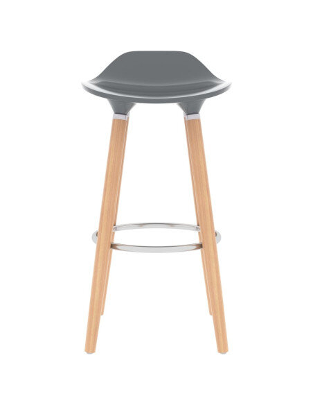 Chaise de bar en lot de 2 en plastique, bois de hêtre massif, métal Gris   Chaise de bar en lot de 2 en plastique, bois de hêtre massif, métal Gris