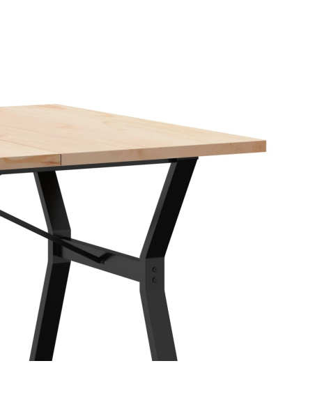 Table à manger Style Industriel cadre en Y en bois de pin massif & fonte 200 x 100 x 75.5 cm {attributes}