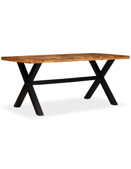 Table à manger Style Industriel en bois massif d'acacia et de manguier 180x90x76 cm {attributes} Table à manger Style Industriel en bois massif d'acacia et de manguier 180x90x76 cm {attributes}