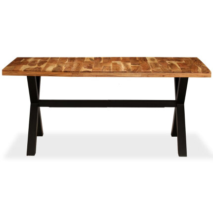 Table à manger Style Industriel en bois massif d'acacia et de manguier 180x90x76 cm {attributes}