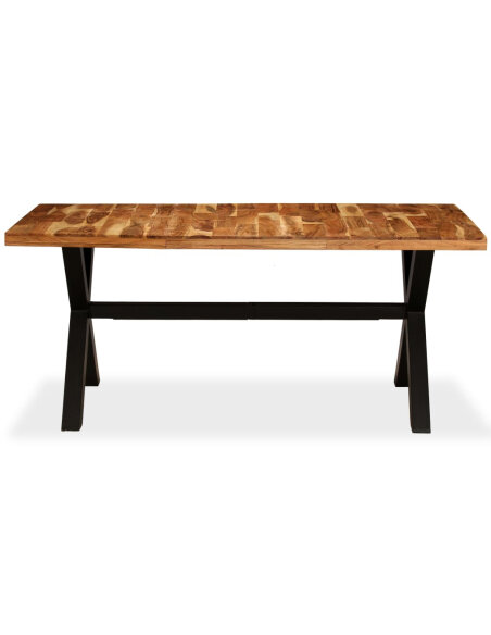 Table à manger Style Industriel en bois massif d'acacia et de manguier 180x90x76 cm {attributes} Table à manger Style Industriel en bois massif d'acacia et de manguier 180x90x76 cm {attributes}