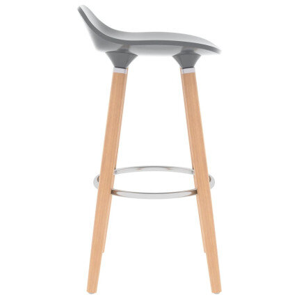 Chaise de bar en lot de 2 en plastique, bois de hêtre massif, métal Gris
