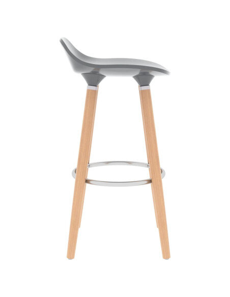 Chaise de bar en lot de 2 en plastique, bois de hêtre massif, métal Gris   Chaise de bar en lot de 2 en plastique, bois de hêtre massif, métal Gris