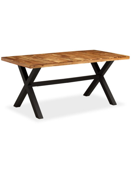 Table à manger Style Industriel en bois massif d'acacia et de manguier 180x90x76 cm {attributes} Table à manger Style Industriel en bois massif d'acacia et de manguier 180x90x76 cm {attributes}