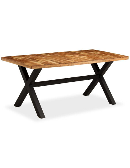 Table à manger Style Industriel en bois massif d'acacia et de manguier 180x90x76 cm {attributes} Table à manger Style Industriel en bois massif d'acacia et de manguier 180x90x76 cm {attributes}