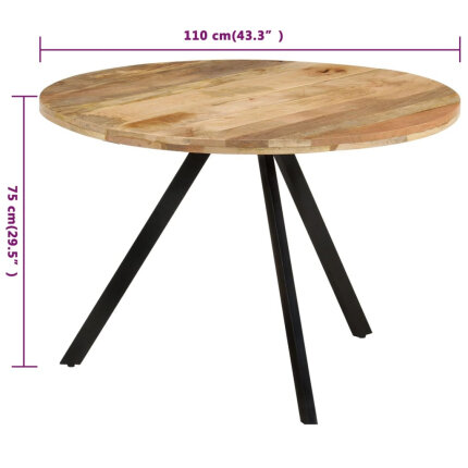 Table à manger Style Industriel en bois de manguier massif Ø 110 x 75 cm {attributes}