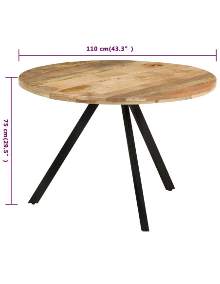 Table à manger Style Industriel en bois de manguier massif Ø 110 x 75 cm {attributes}