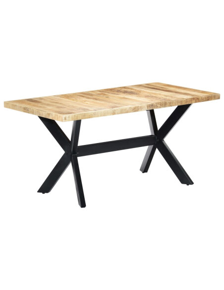 Table à manger Style Industriel en bois de manguier massif brut 160 x 80 x 75 cm {attributes} Table à manger Style Industriel en bois de manguier massif brut 160 x 80 x 75 cm {attributes}