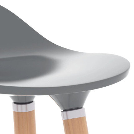 Chaise de bar en lot de 2 en plastique, bois de hêtre massif, métal Gris