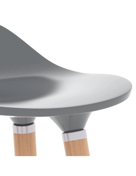 Chaise de bar en lot de 2 en plastique, bois de hêtre massif, métal Gris   Chaise de bar en lot de 2 en plastique, bois de hêtre massif, métal Gris