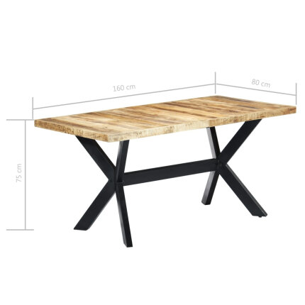 Table à manger Style Industriel en bois de manguier massif brut 160 x 80 x 75 cm {attributes}