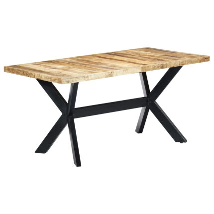 Table à manger Style Industriel en bois de manguier massif brut 160 x 80 x 75 cm {attributes}