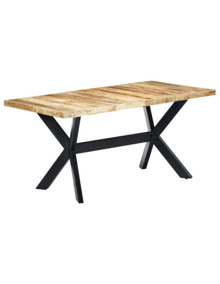Table à manger Style Industriel en bois de manguier massif brut 160 x 80 x 75 cm {attributes} Table à manger Style Industriel en bois de manguier massif brut 160 x 80 x 75 cm {attributes}