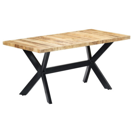 Table à manger Style Industriel en bois de manguier massif brut 160 x 80 x 75 cm {attributes}