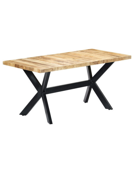 Table à manger Style Industriel en bois de manguier massif brut 160 x 80 x 75 cm {attributes} Table à manger Style Industriel en bois de manguier massif brut 160 x 80 x 75 cm {attributes}