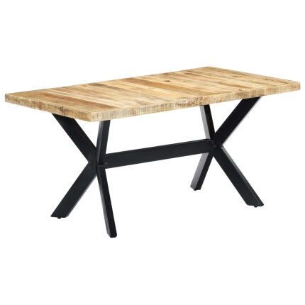Table à manger Style Industriel en bois de manguier massif brut 160 x 80 x 75 cm {attributes}