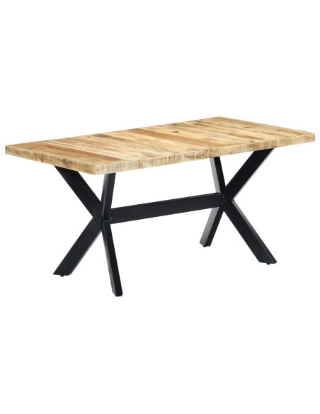 Table à manger Style Industriel en bois de manguier massif brut 160 x 80 x 75 cm {attributes} Table à manger Style Industriel en bois de manguier massif brut 160 x 80 x 75 cm {attributes}