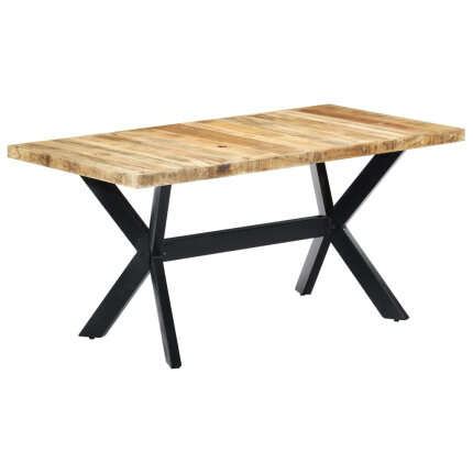 Table à manger Style Industriel en bois de manguier massif brut 160 x 80 x 75 cm {attributes}