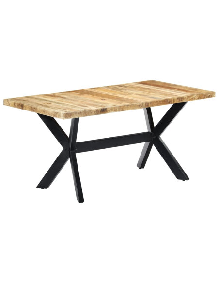 Table à manger Style Industriel en bois de manguier massif brut 160 x 80 x 75 cm {attributes} Table à manger Style Industriel en bois de manguier massif brut 160 x 80 x 75 cm {attributes}