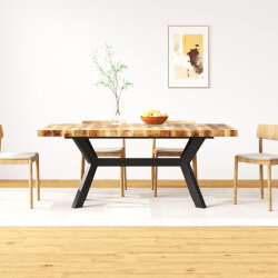 Table à manger Style Industriel en bois de manguier massif et acier 180 x 90 x 76 cm {attributes} 2
