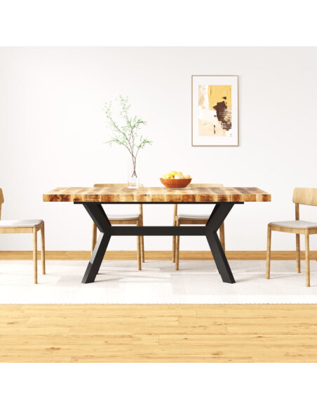 Table à manger Style Industriel en bois de manguier massif et acier 180 x 90 x 76 cm {attributes}