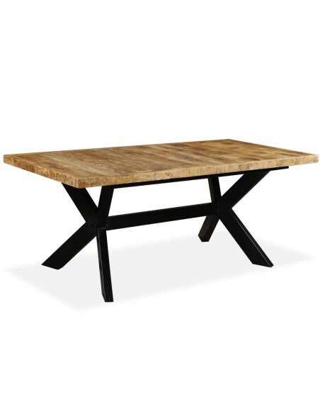 Table à manger Style Industriel en bois de manguier massif et acier 180 x 90 x 76 cm {attributes}