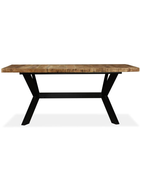 Table à manger Style Industriel en bois de manguier massif et acier 180 x 90 x 76 cm {attributes}