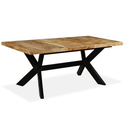 Table à manger Style Industriel en bois de manguier massif et acier 180 x 90 x 76 cm {attributes}