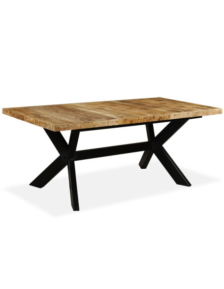 Table à manger Style Industriel en bois de manguier massif et acier 180 x 90 x 76 cm {attributes}