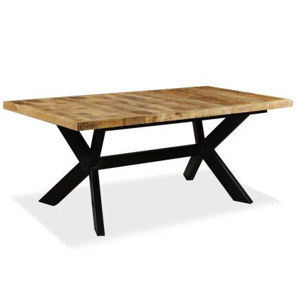 Table à manger Style Industriel en bois de manguier massif et acier 180 x 90 x 76 cm {attributes}