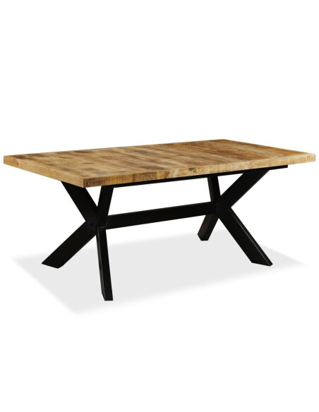 Table à manger Style Industriel en bois de manguier massif et acier 180 x 90 x 76 cm {attributes}