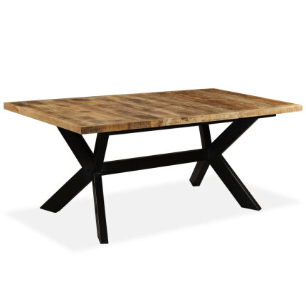 Table à manger Style Industriel en bois de manguier massif et acier 180 x 90 x 76 cm {attributes}
