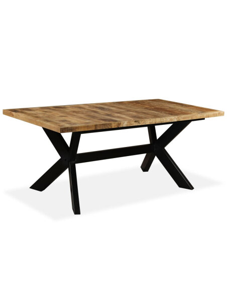 Table à manger Style Industriel en bois de manguier massif et acier 180 x 90 x 76 cm {attributes}