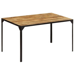 Table à manger Style Industriel en bois de manguier massif 140 x 80 x 76 cm {attributes}