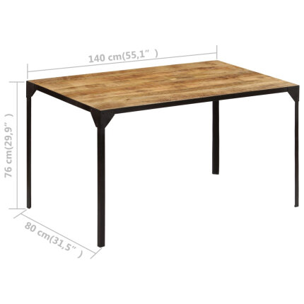 Table à manger Style Industriel en bois de manguier massif 140 x 80 x 76 cm {attributes}