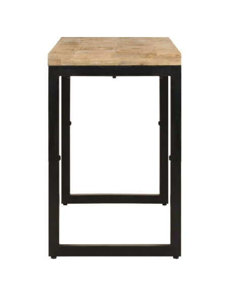 Table à manger Style Industriel en bois de manguier massif 110x50x76 cm {attributes} Table à manger Style Industriel en bois de manguier massif 110x50x76 cm {attributes}