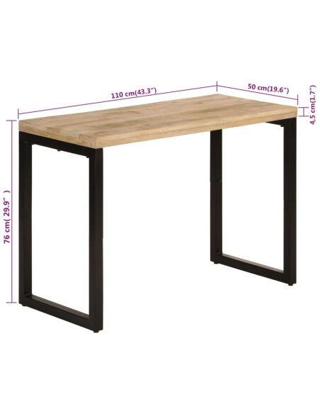 Table à manger Style Industriel en bois de manguier massif 110x50x76 cm {attributes} Table à manger Style Industriel en bois de manguier massif 110x50x76 cm {attributes}