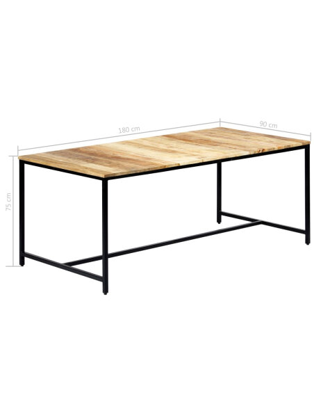Table à manger Style Industriel en bois de manguier massif brut 180 x 90 x 75 cm {attributes}