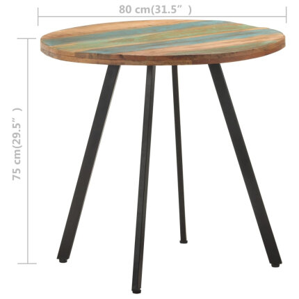 Table salle à manger Style Industriel en bois de récupération massif Multicolore 80 cm {attributes}