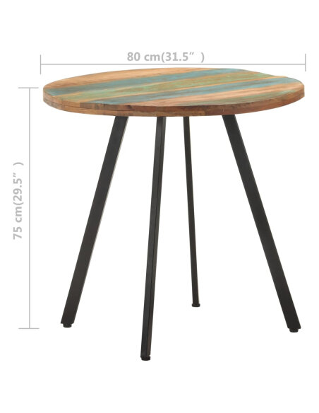 Table salle à manger Style Industriel en bois de récupération massif Multicolore 80 cm {attributes}