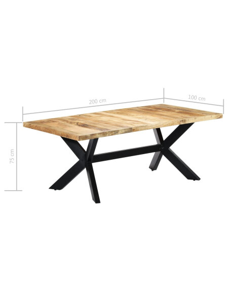 Table salle à manger Style Industriel en bois de manguier 200 x 100 x 75 cm {attributes} Table salle à manger Style Industriel en bois de manguier 200 x 100 x 75 cm {attributes}