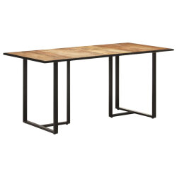 Table salle à manger Style Industriel en bois de manguier brut 160 x 80 x 76 cm {attributes}